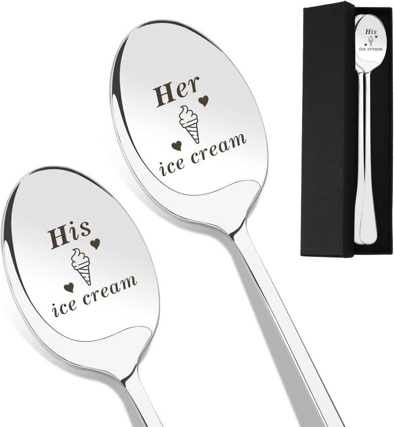 Coopyin Couples Christmas Gifts, Couples Stocking Stuffers, Couples Gift Ideas, Couples Ice Cream Spoon, Valentines Day Gifts, Anniversary Engagement Wedding Gifts for Coupl Boyfriend Husband Wife Girlfriend - Image 1